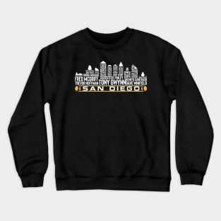 San Diego Baseball Team All Time Legends, San Diego City Skyline Crewneck Sweatshirt